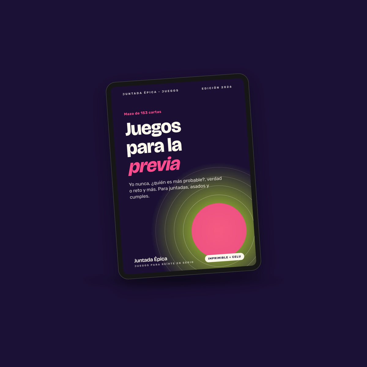 Juegos para la previa: mazo de 153 cartas